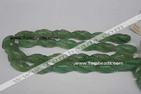 CFG252 15.5 inches 15*30mm carved rice green aventurine beads