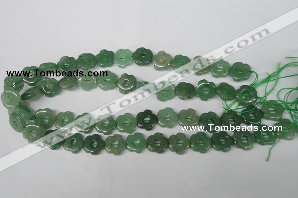 CFG255 15.5 inches 15mm carved flower green aventurine beads