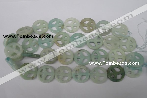 CFG265 15.5 inches 25mm carved coin amazonite gemstone beads