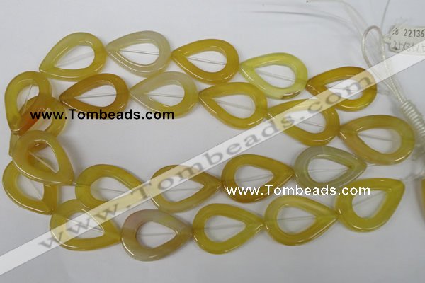 CFG266 15.5 inches 28*35mm carved teardrop yellow agate beads