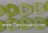 CFG275 15.5 inches 15*15mm carved triangle lemon jade beads