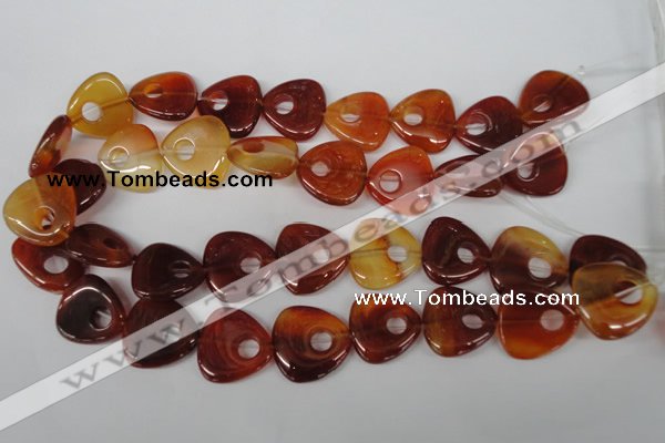 CFG276 15.5 inches 25*25mm carved triangle red agate beads