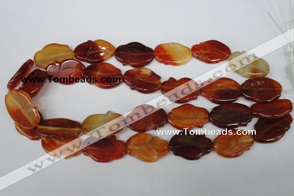 CFG278 15.5 inches 22*30mm carved animal red agate beads