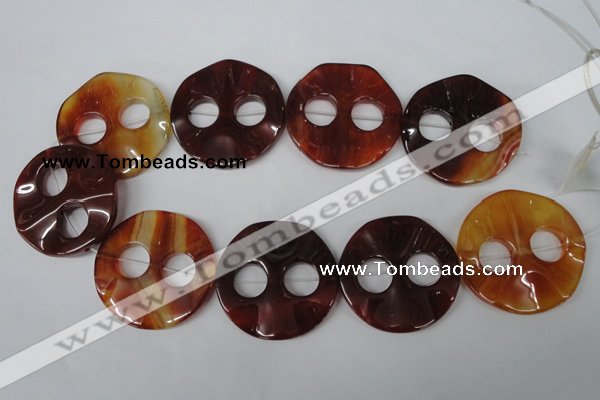 CFG281 15.5 inches 44mm carved coin red agate beads