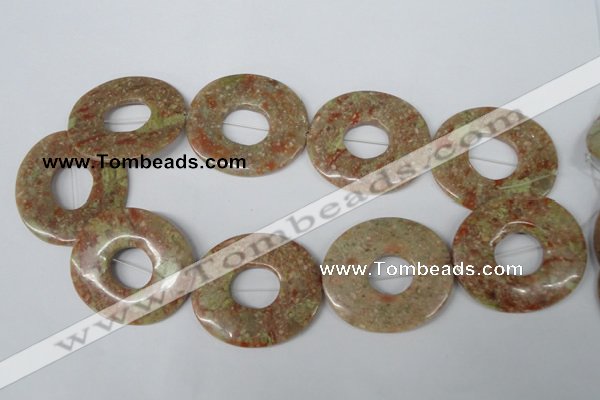 CFG282 15.5 inches 40*45mm carved oval unakite gemstone beads