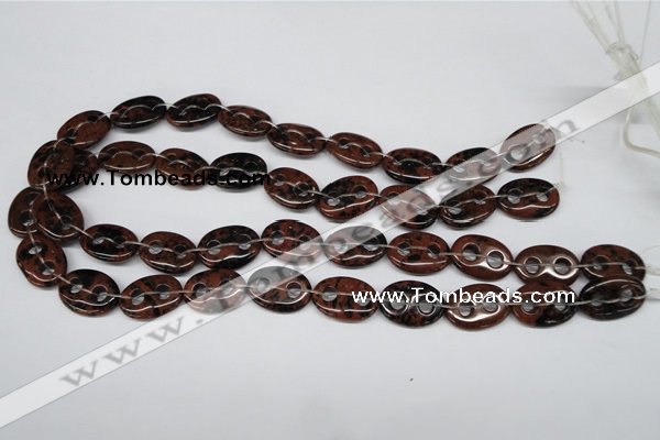 CFG292 15.5 inches 15*20mm carved oval mahogany obsidian beads