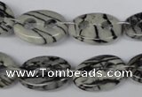 CFG293 15.5 inches 15*20mm carved oval black water jasper beads