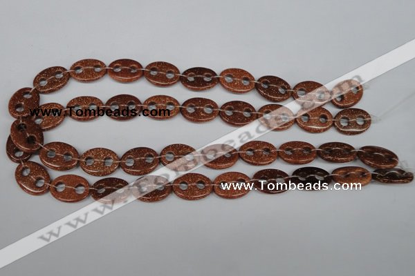 CFG295 15.5 inches 15*20mm carved oval goldstone beads