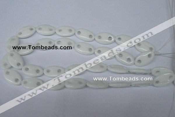 CFG298 15.5 inches 15*25mm carved oval white stone beads