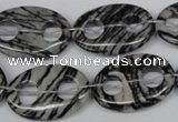 CFG301 15.5 inches 18*25mm carved oval black water jasper beads