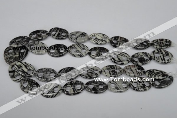 CFG301 15.5 inches 18*25mm carved oval black water jasper beads