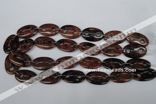 CFG305 15.5 inches 20*30mm carved oval mahogany obsidian beads