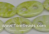 CFG308 15.5 inches 20*30mm carved oval lemon jade gemstone beads