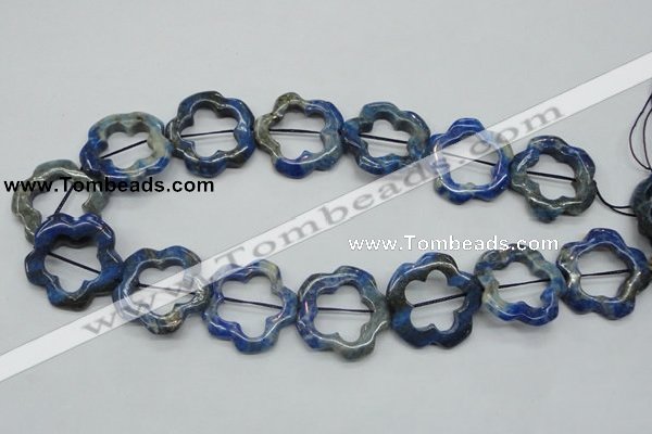 CFG32 15.5 inches 30mm carved flower lapis lazuli gemstone beads