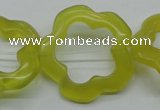 CFG33 15.5 inches 30mm carved flower lemon jade gemstone beads