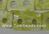 CFG336 15.5 inches 20*30mm carved rectangle lemon jade beads