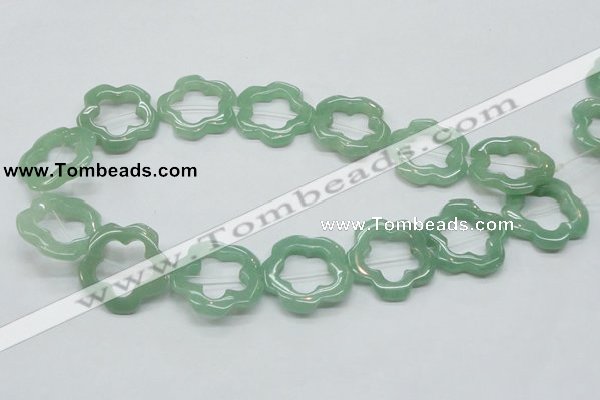 CFG34 15.5 inches 30mm carved flower green aventurine jade beads