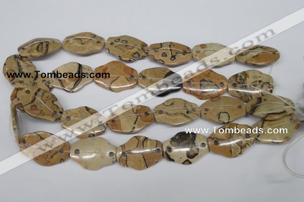 CFG340 22*30mm carved hexagon African leopard skin jasper beads