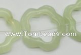 CFG36 15.5 inches 30mm carved flower green jade beads