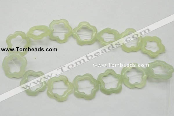 CFG36 15.5 inches 30mm carved flower green jade beads