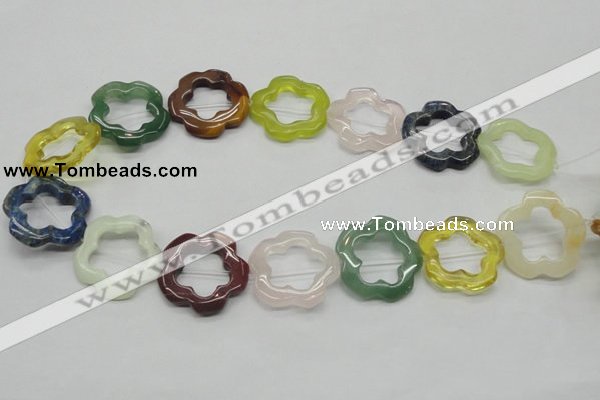 CFG37 15.5 inches 30mm carved flower colorful gemstone beads