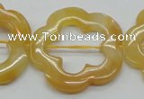 CFG39 15.5 inches 35mm carved flower yellow jade gemstone beads