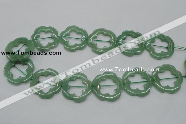 CFG40 15.5 inches 35mm carved flower green aventurine jade beads