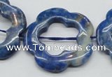 CFG41 15.5 inches 35mm carved flower lapis lazuli gemstone beads