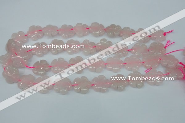 CFG450 15.5 inches 20mm carved flower rose quartz beads