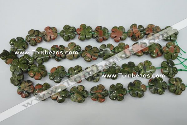 CFG451 15.5 inches 20mm carved flower unakite gemstone beads