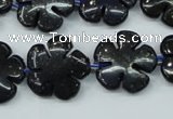 CFG453 15.5 inches 20mm carved flower blue iron stone beads