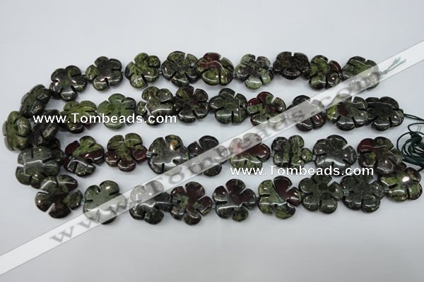 CFG456 15.5 inches 20mm carved flower dragon blood jasper beads