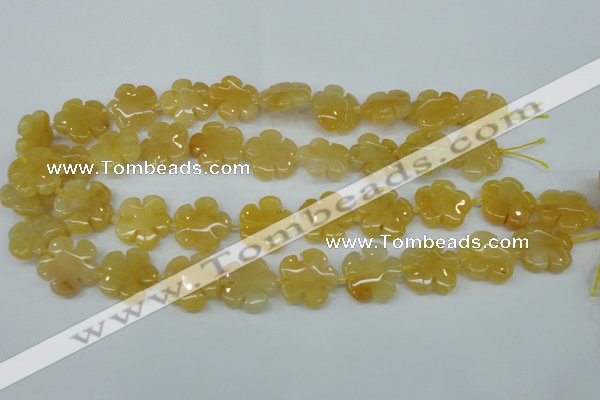 CFG457 15.5 inches 20mm carved flower yellow jade beads