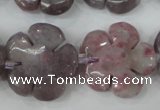 CFG459 15.5 inches 24mm carved flower lilac jasper beads