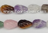 CFG51 15.5 inches 10*16mm carved teardrop mixed gemstone beads