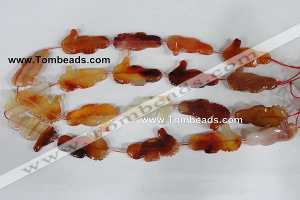 CFG519 15.5 inches 22*35mm carved animal red agate beads