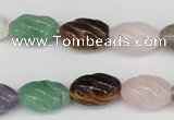 CFG52 15.5 inches 10*16mm carved rice mixed gemstone beads