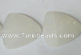 CFG525 15.5 inches 25*25mm carved triangle white jade beads