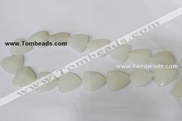 CFG525 15.5 inches 25*25mm carved triangle white jade beads