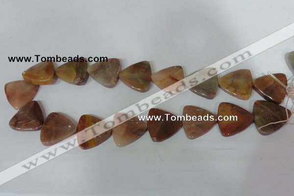 CFG529 15.5 inches 25*25mm carved triangle agate gemstone beads