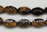 CFG53 15.5 inches 10*16mm carved rice yellow tiger eye gemstone beads