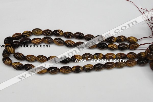 CFG53 15.5 inches 10*16mm carved rice yellow tiger eye gemstone beads
