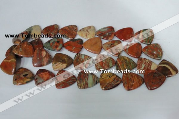 CFG533 15.5 inches 25*25mm carved triangle brecciated jasper beads