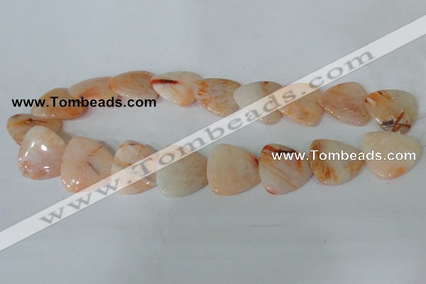 CFG536 15.5 inches 25*25mm carved triangle bamboo leaf agate beads