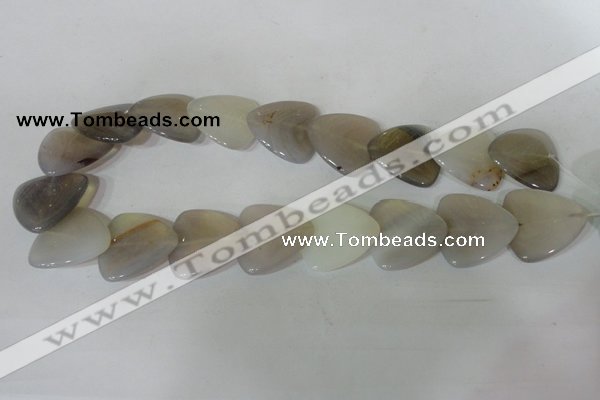 CFG538 15.5 inches 25*25mm carved triangle grey agate beads