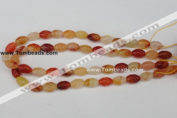 CFG54 15.5 inches 10*16mm carved rice agate gemstone beads