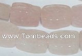 CFG546 15.5 inches 15*20mm carved brick rose quartz beads