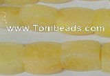 CFG547 15.5 inches 15*20mm carved brick yellow jade beads