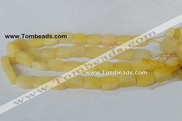 CFG547 15.5 inches 15*20mm carved brick yellow jade beads