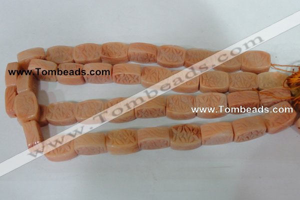 CFG548 15.5 inches 15*20mm carved brick red aventurine beads